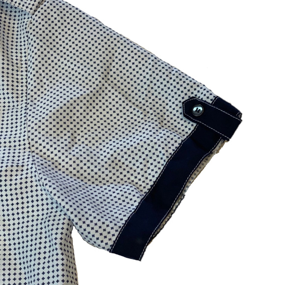 Vertical Sport Men's Button Down White &Navy Shirt - Picture 4 of 5